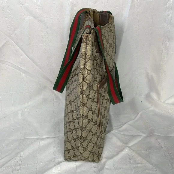 Vintage Gucci Supreme GG Monogram Sherry Line Tote Bag Designer - Picture 7 of 17
